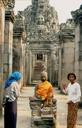 Ashe greeting the Buddha image at the entrance to Bayon.